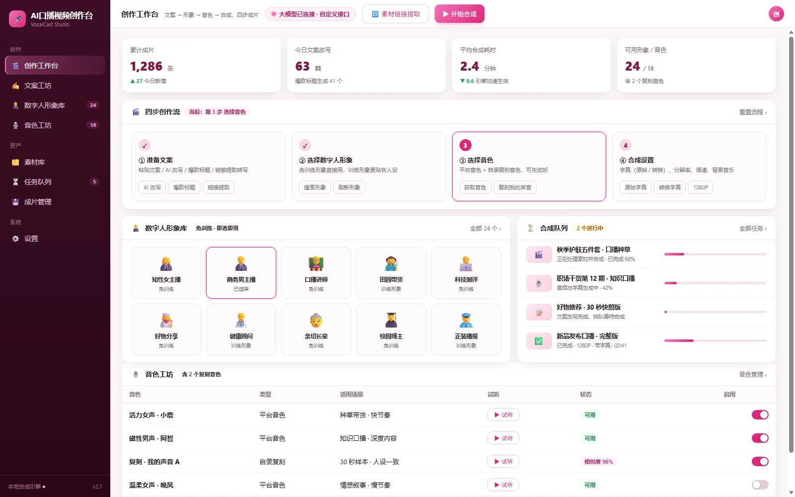 企业口播视频制作 · 工作台概览